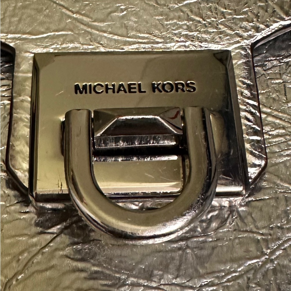 Manhattan Medium Crackled Metallic Leather Satchel - Picture 11 of 15